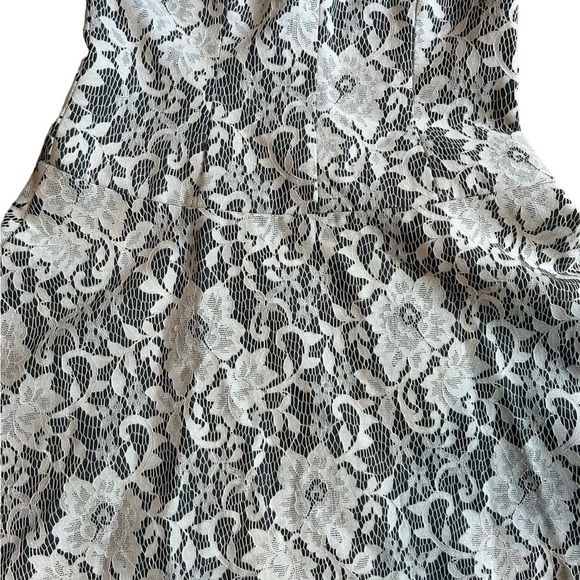 Club Monaco Ashby Lace Overlay Dress Size 8 Wool White Gray Fit and Flare V Neck - Picture 6 of 15